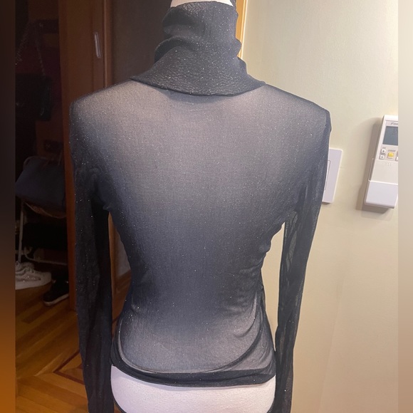La petite Francaise Women’s sheer top turtleneck lurex sparkly Sz S/M - Picture 2 of 16